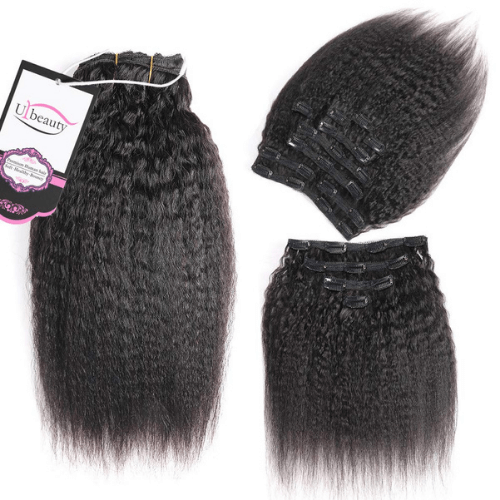 Urbeauty Kinkys Straight Clip in Hair Extension - Best Clip in Extensions for African American Hair - DivasHairCare.com
