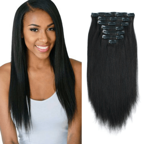 Lovrio Real Remy Thick Double Weft Clip in Human Extensions - Best Clip in Extensions for African American Hair - DivasHairCare.com