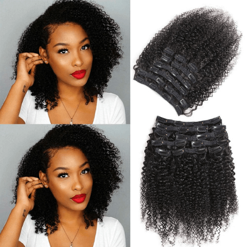 Urbeauty Afro Kinky Curly Clip in Human Hair Extensions - Best Clip in Extensions for African American Hair - DivasHairCare.com