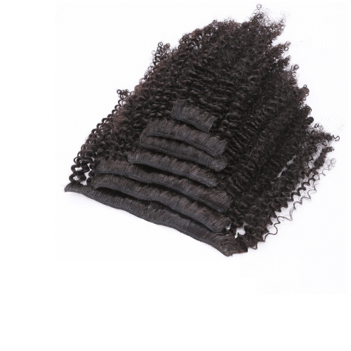 Anrosa Afro Kinky Clip in Human Hair 1B Natural Black Clip in Hair Extensions - Best Clip in Extensions for African American Hair - DivasHairCare.com
