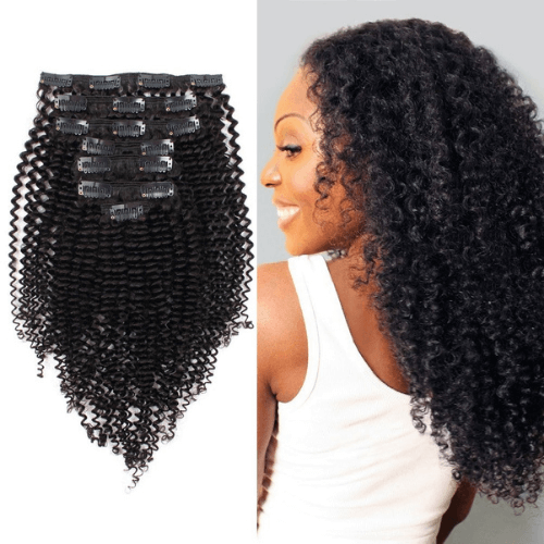 ABH AmazingBeauty Hair 8A Kinkys Curly Double Weft Thick Clip - Best Clip in Extensions for African American Hair - DivasHairCare.com