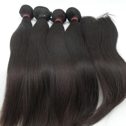 Vedar Beauty Women'S 4 Bundles 22" 24" 26" 28" 400g + 1 Closure Human Curl Extensions Weft Malsyasian Straight Virgin Hair Closures Natural Color - Best Extensions For Very Short Hair - DivasHairCare.com